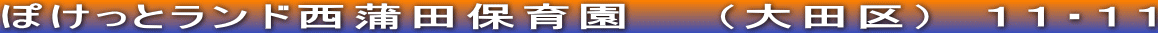 ぽけっとランド西蒲田保育園　　（大田区）　１１・１１