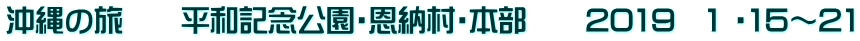 沖縄の旅　　平和記念公園・恩納村・本部　　2019　1 ・15～21
